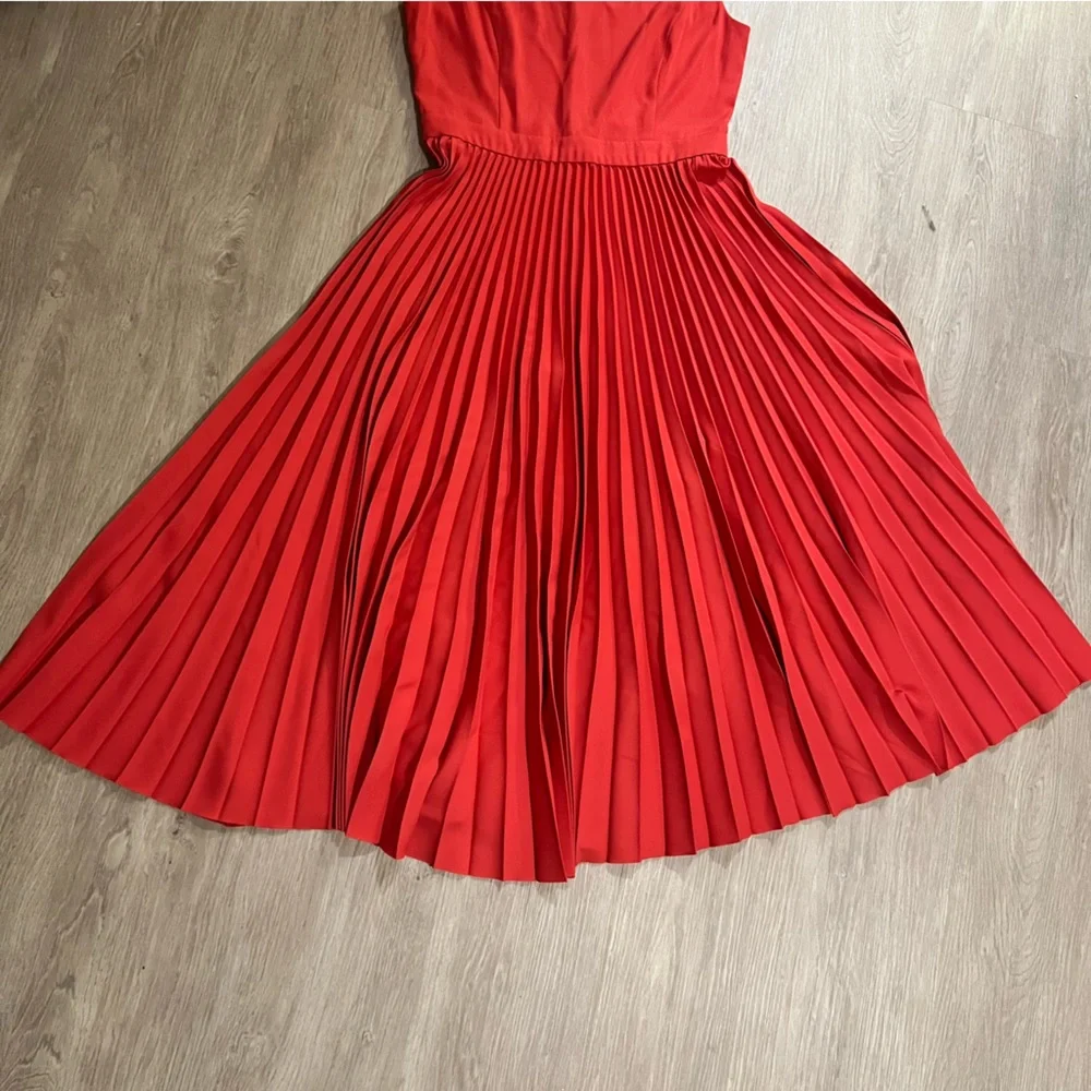 Cherry Red Accordion Dress – Babaton by Aritzia – Size 4 Pleated Midi - Picture 2 of 6